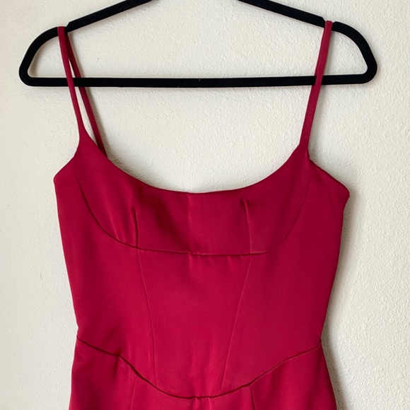 HOUSE OF CB‎ XS PLUS CUP Casimira' Wine red barbie Satin Corset Midi Dress - Picture 5 of 14